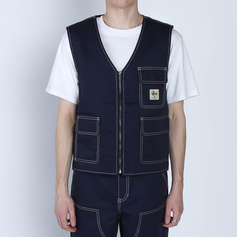 Stussy Poly Cotton Work Vest navy ステューシー Stussy Poly Cotton Work Vest - NAVY | Garmentory