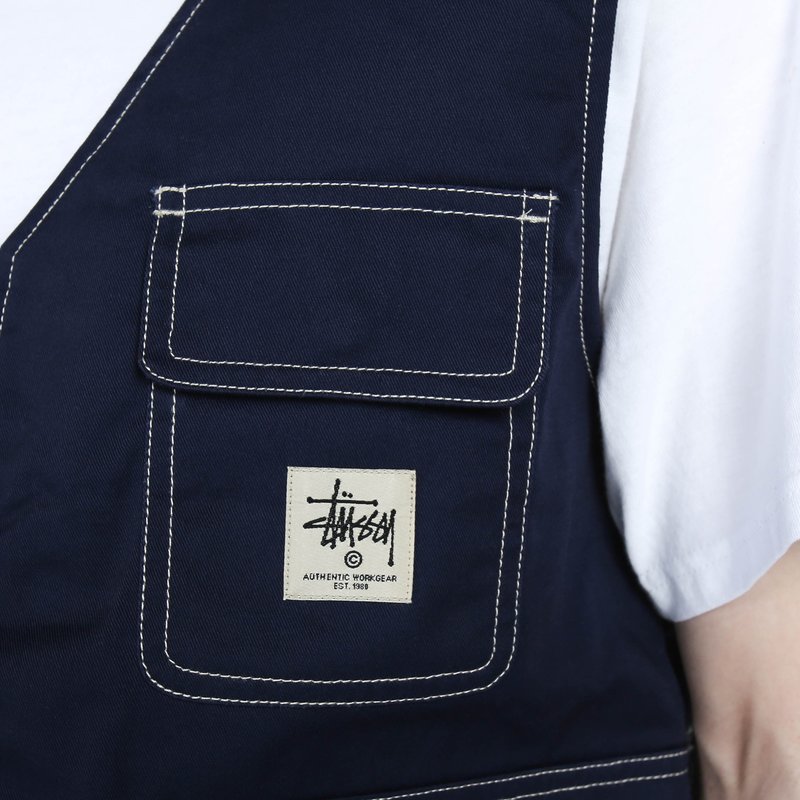 Stussy Poly Cotton Work Vest - NAVY | Garmentory