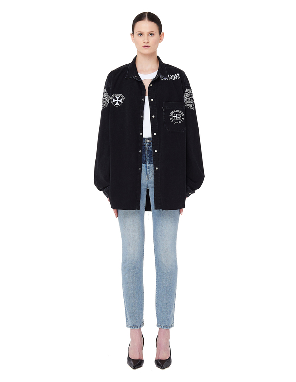 Vetements Embroidered Denim Levi's Shirt - Black | Garmentory
