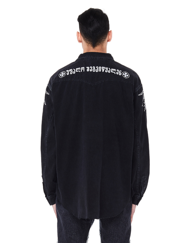 Vetements Embroidered Denim Levi's Shirt - Black | Garmentory