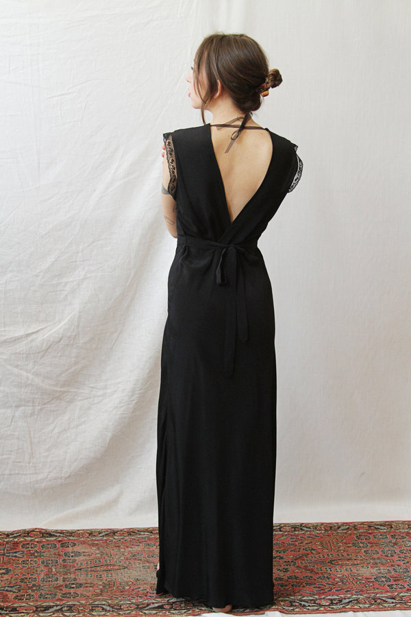 1940 black dress Claudia Ruched Strapless Maxi Dress L main image 1