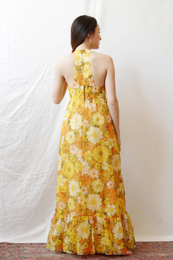 Vintage 1960's Garden Party Dress - Orange | Garmentory