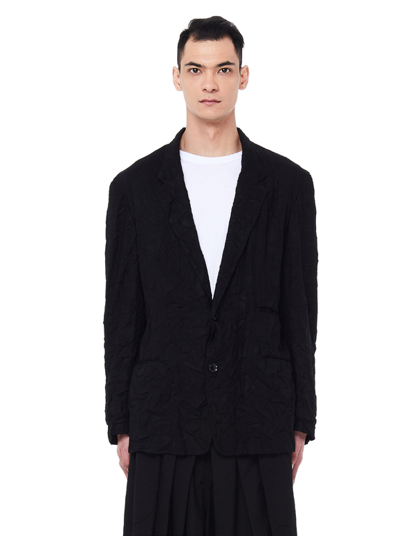 Yohji Yamamoto Creased Cotton & Linen Blazer | Garmentory