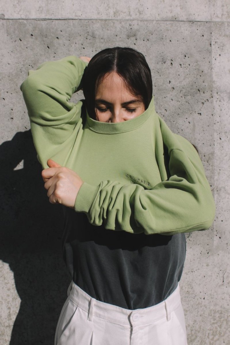 Paloma Wool Hotel Cropped Sweatshirt - Green | Garmentory