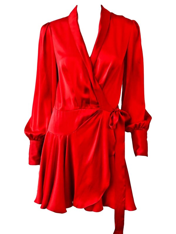 zimmermann silk wrap mini dress red Zimmermann Silk Wrap Dress