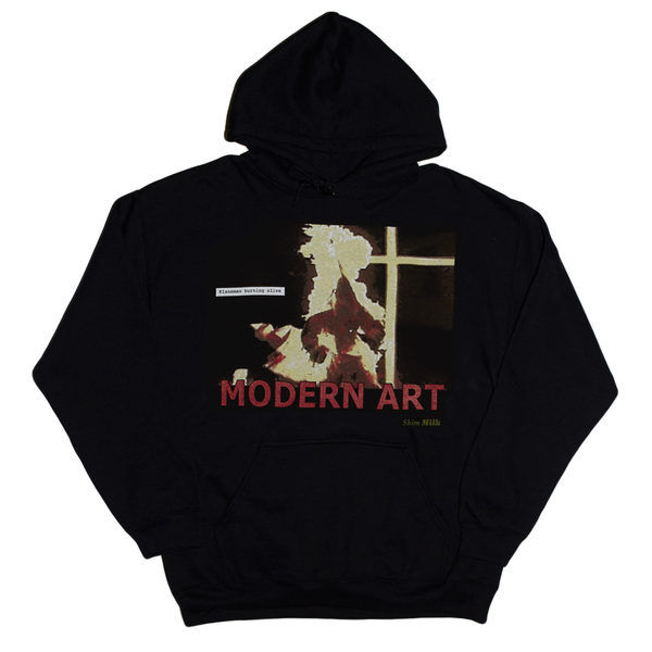 Unisex Skim Milk Modern Art Klansman Burning A Hoodie - Black Unisex Skim Milk Modern Art Klansman Burning A Hoodie - Black