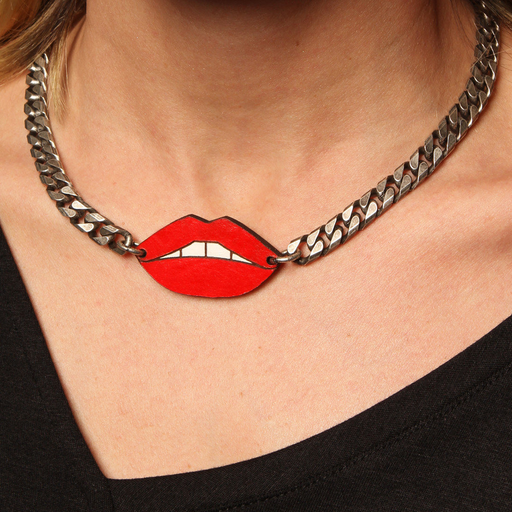 Leather Atelier Red Lips Necklace Garmentory
