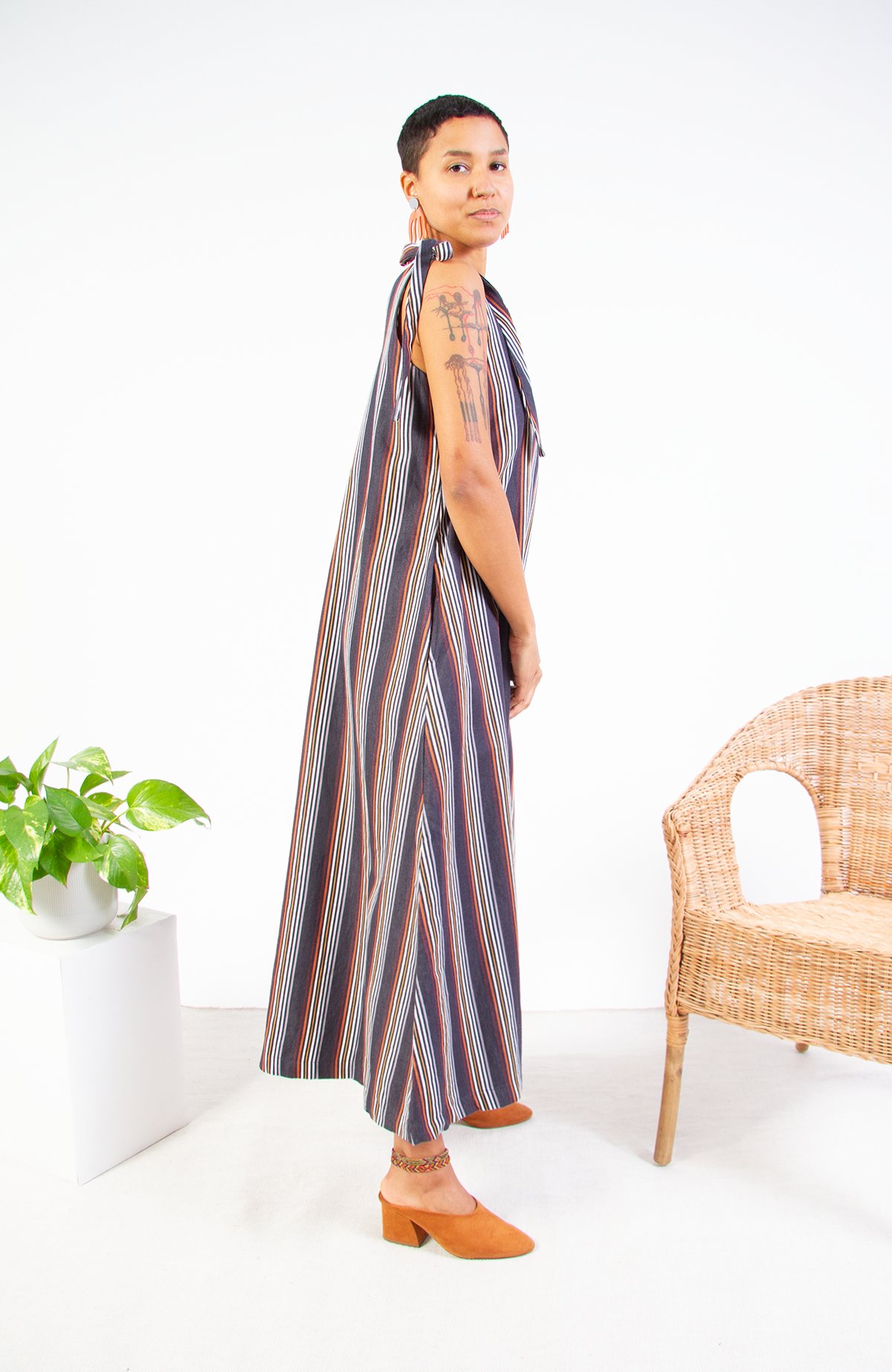 Kowtow Knotted Tie Dress - Multi Stripe 