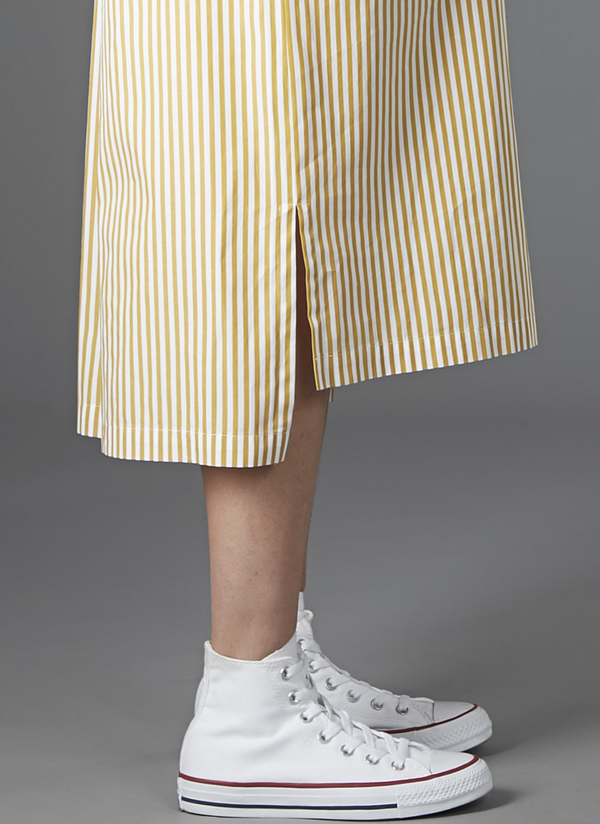 GREI TWO POCKET SHIRT DRESS - KHAKI/WHITE STRIPE GREI TWO POCKET SHIRT DRESS - KHAKI/WHITE STRIPE