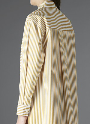 GREI TWO POCKET SHIRT DRESS - KHAKI/WHITE STRIPE GREI TWO POCKET SHIRT DRESS - KHAKI/WHITE STRIPE