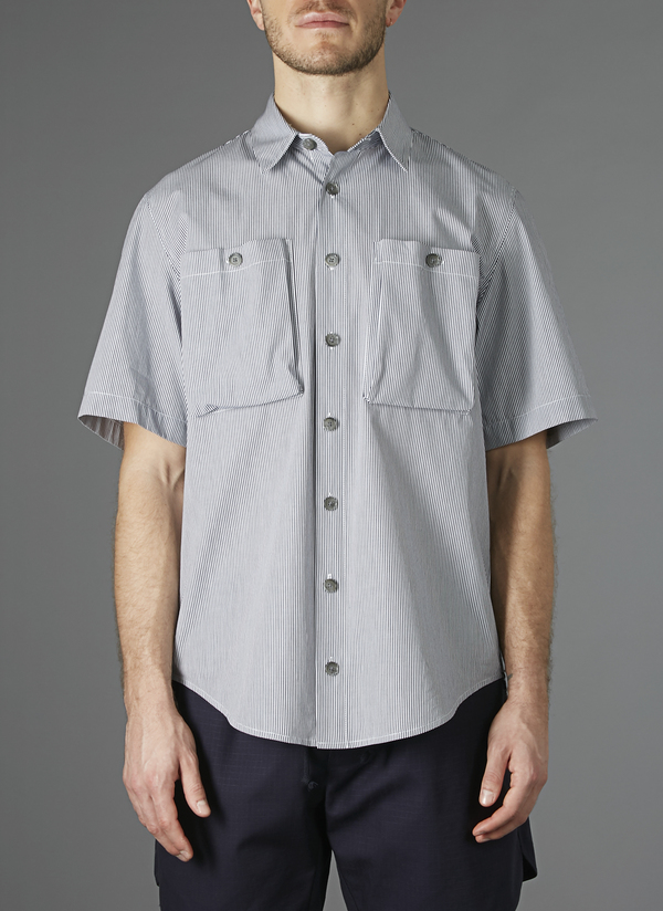 GREI SHORTSLEEVE SACK POCKET SHIRT - BLUE/WHITE STRIPE GREI SHORTSLEEVE SACK POCKET SHIRT - BLUE/WHITE STRIPE