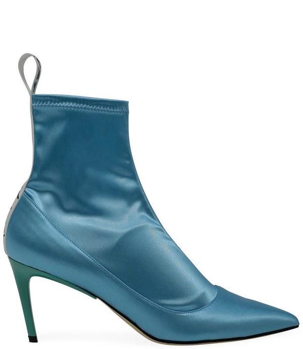 Baldan 1859 Satin Mid Heel Boot - Turquoise Baldan 1859 Satin Mid Heel Boot - Turquoise