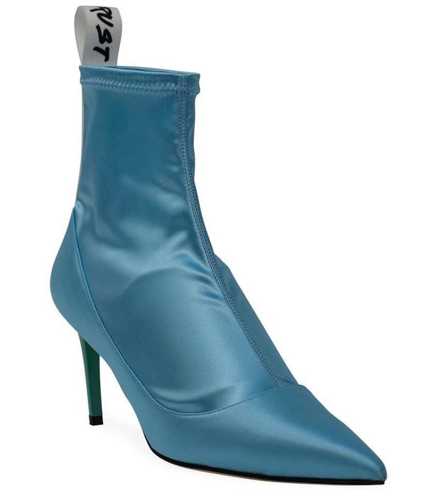 Baldan 1859 Satin Mid Heel Boot - Turquoise Baldan 1859 Satin Mid Heel Boot - Turquoise