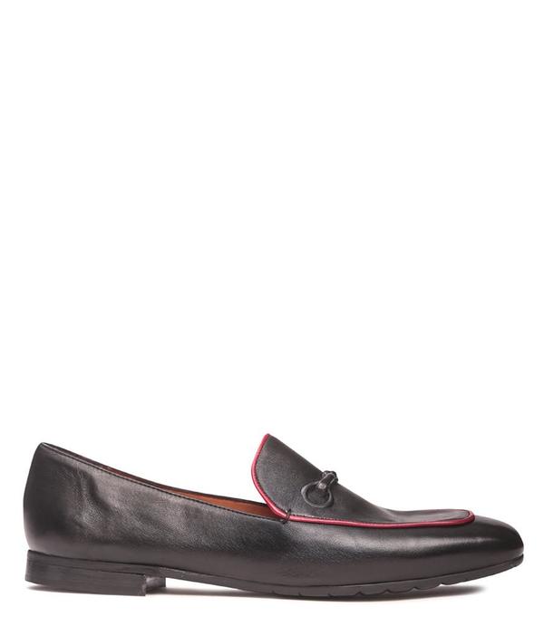 Mara Bini Leather Flat Loafer - Black Mara Bini Leather Flat Loafer - Black