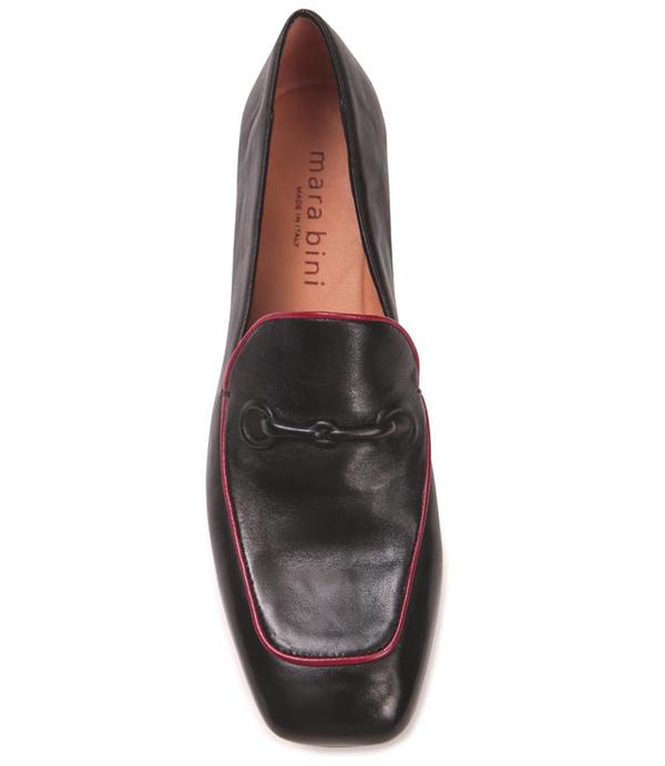Mara Bini Leather Flat Loafer - Black Mara Bini Leather Flat Loafer - Black