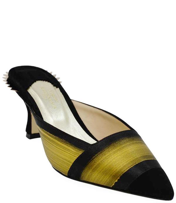 Eugene Riconneaus Black/Gold Satin Mule Eugene Riconneaus Black/Gold Satin Mule