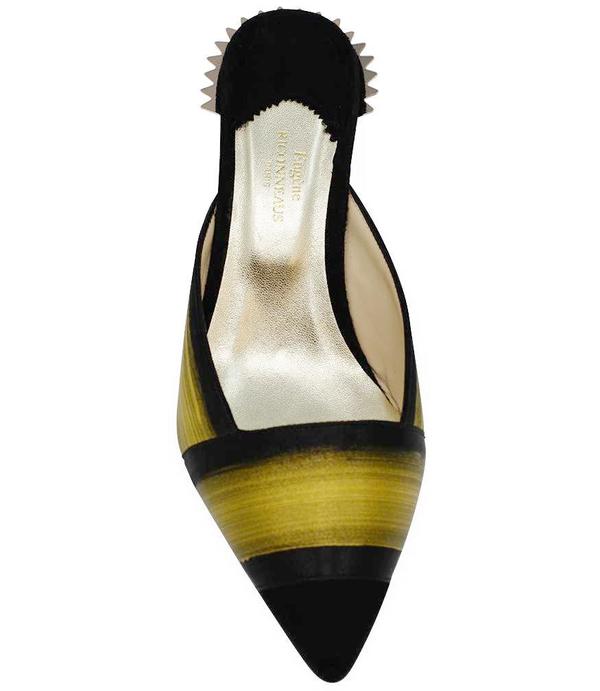 Eugene Riconneaus Black/Gold Satin Mule Eugene Riconneaus Black/Gold Satin Mule