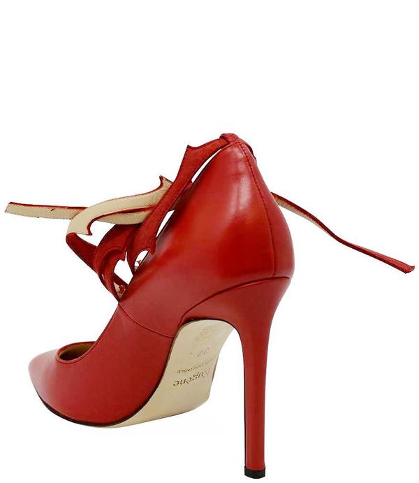 Eugene Riconneaus Red Leather Lace Pump Eugene Riconneaus Red Leather Lace Pump