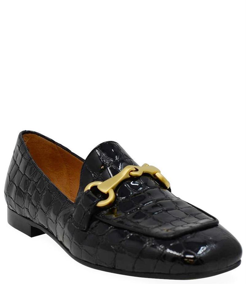 Mara Bini Leather Flat Loafer - Black | Garmentory