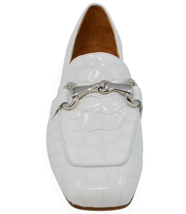 Mara Bini Leather Flat Loafer - White Mara Bini Leather Flat Loafer - White