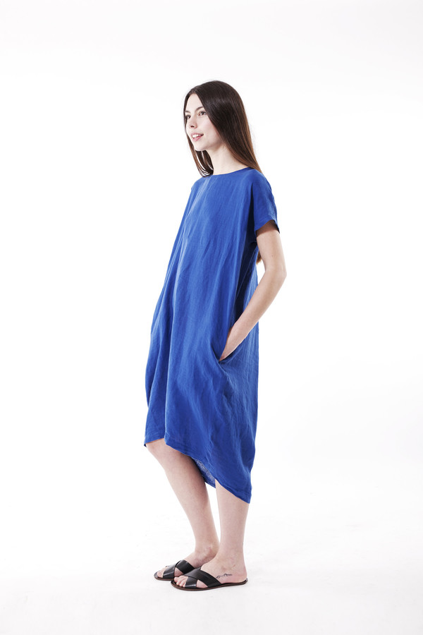 black crane pleated cocoon dress BLACK CRANE PLEATED COCOON DRESS - STONE