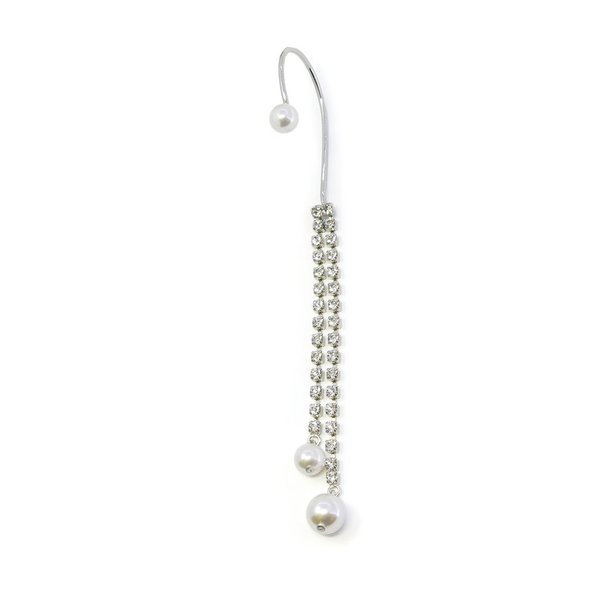 Joomi Lim Crystal and Pearl Ear Cuff - Rhodium/White Joomi Lim Crystal and Pearl Ear Cuff - Rhodium/White
