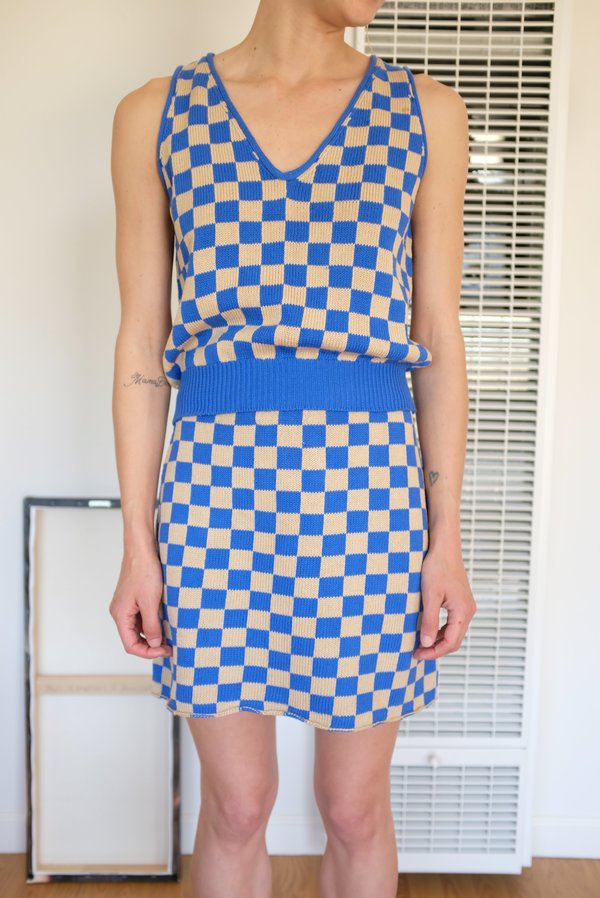 Beklina Knit Check Skirt - French Blue Beklina Knit Check Skirt - French Blue
