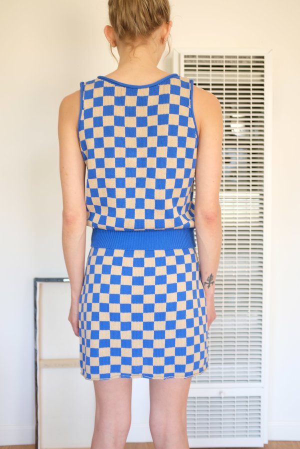 Beklina Knit Check Skirt - French Blue Beklina Knit Check Skirt - French Blue