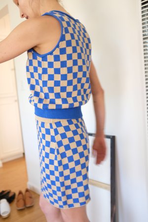 Beklina Knit Check Skirt - French Blue Beklina Knit Check Skirt - French Blue