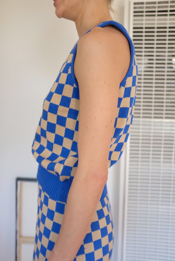 Beklina Knit Check Tank - French Blue Beklina Knit Check Tank - French Blue