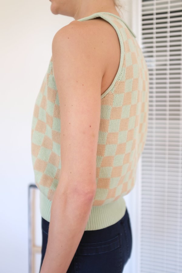 Beklina Knit Check Tank - Mint/Toast Beklina Knit Check Tank - Mint/Toast