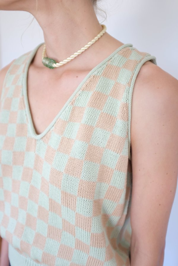 Beklina Knit Check Tank - Mint/Toast Beklina Knit Check Tank - Mint/Toast