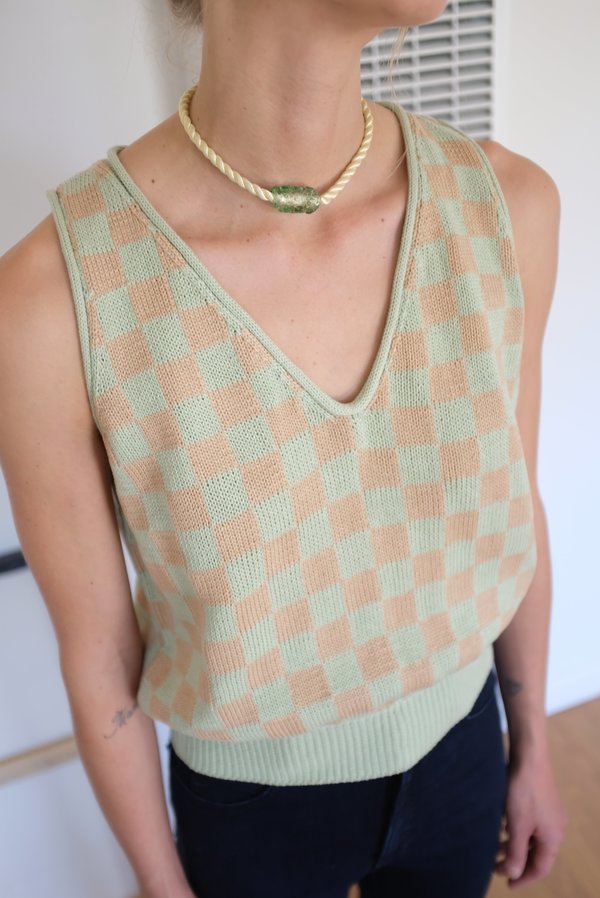 Beklina Knit Check Tank - Mint/Toast Beklina Knit Check Tank - Mint/Toast
