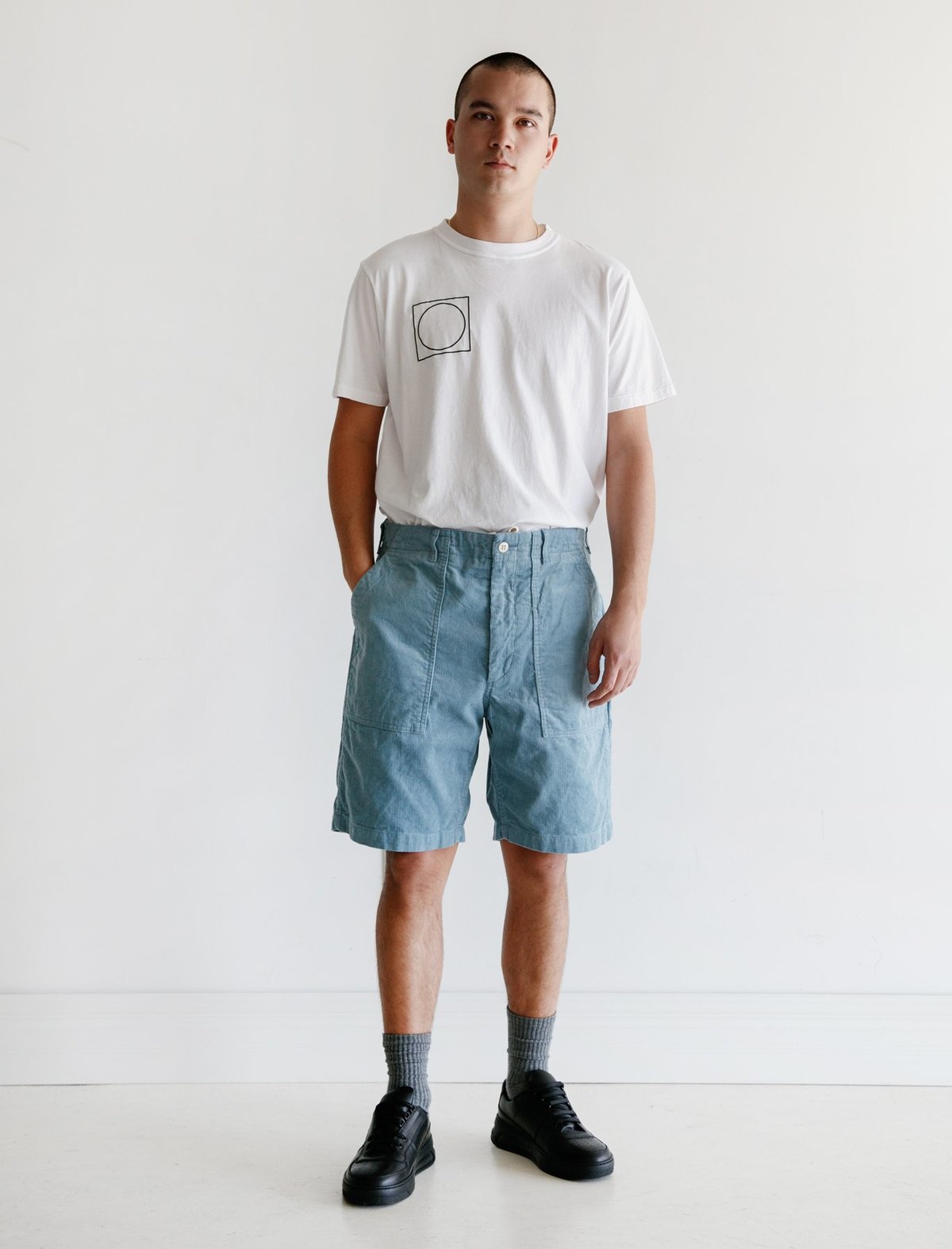 Engineered Garments Fatigue Short - Light Blue Corduroy