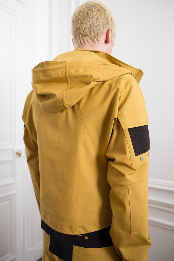Mackintosh 0004 Cropped Technical Hooded Jacket - Mustard | Garmentory