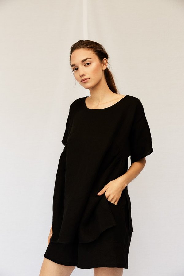 Devlyn Van Loon Gathered Linen Tee - Celadon Devlyn Van Loon Gathered Linen Tee - Celadon