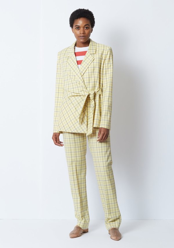Tibi Suiting Wrap Jacket Yellow Marvel Plaid Garmentory