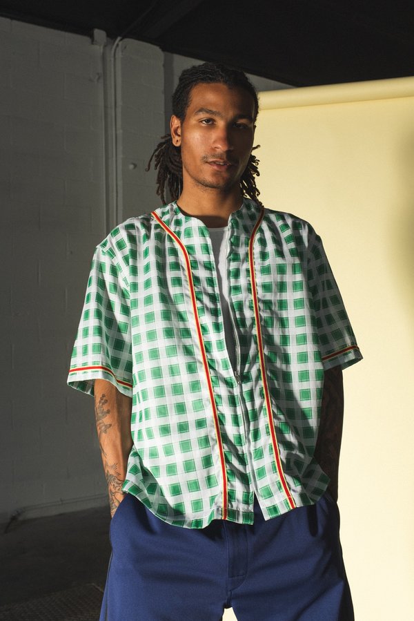Marni Zip Baseball Shirt - Green Check | Garmentory