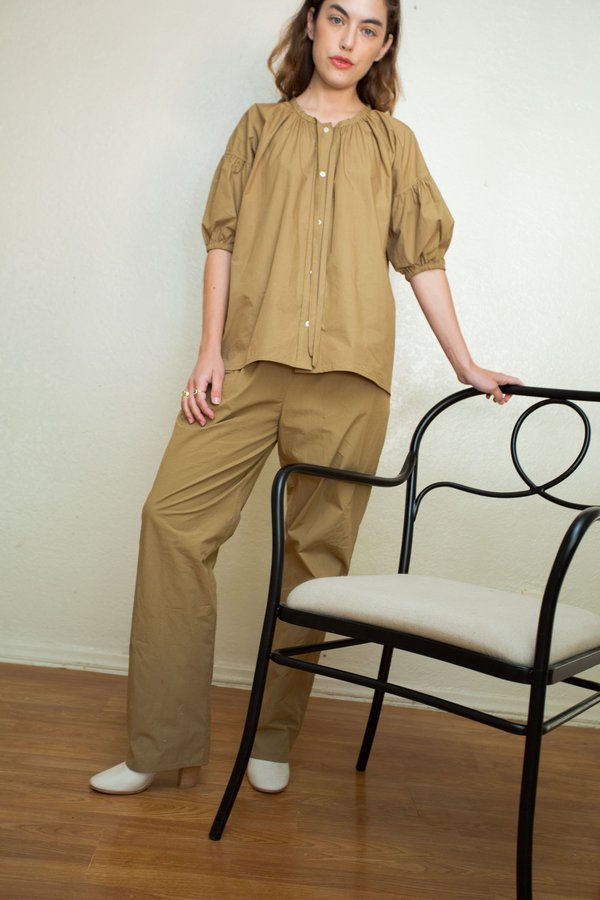 Caron Callahan Cotton Poplin Cali Pant - Khaki Caron Callahan Cotton Poplin Cali Pant - Khaki