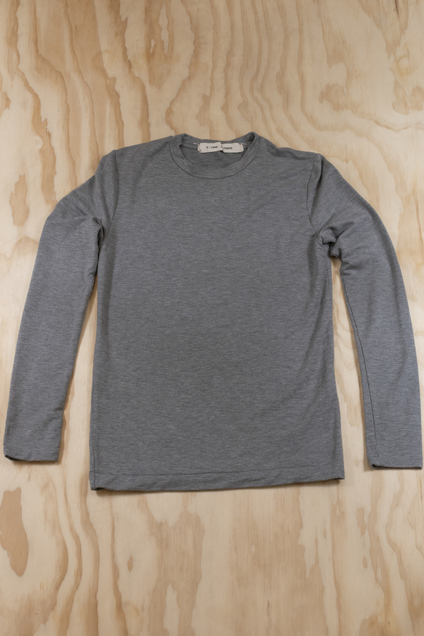 V ROOM Tencel Stretch Mini Fleece Long Sleeve Tee - HEATHER GREY V ROOM Tencel Stretch Mini Fleece Long Sleeve Tee - HEATHER GREY