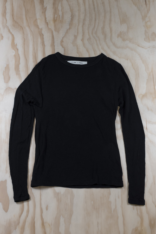 V ROOM DOUBLE GAUZE JERSEY LONG SLEEVE - BLACK V ROOM DOUBLE GAUZE JERSEY LONG SLEEVE - BLACK