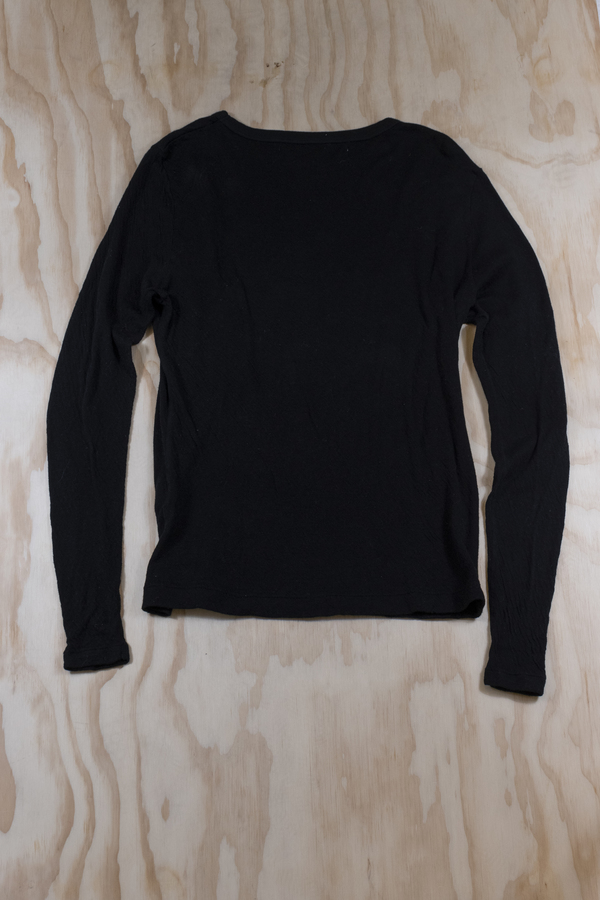 V ROOM DOUBLE GAUZE JERSEY LONG SLEEVE - BLACK V ROOM DOUBLE GAUZE JERSEY LONG SLEEVE - BLACK