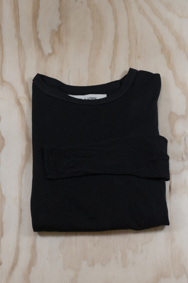 V ROOM DOUBLE GAUZE JERSEY LONG SLEEVE - BLACK V ROOM DOUBLE GAUZE JERSEY LONG SLEEVE - BLACK