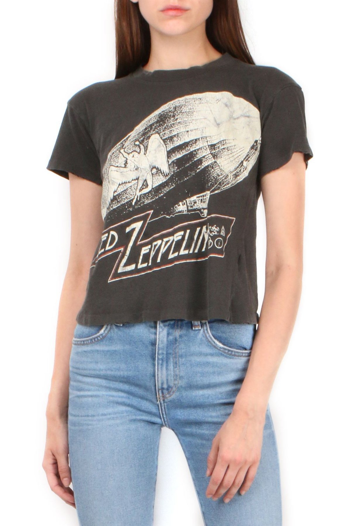Madeworn Led Zeppelin Glitter Crop Tee - Black Pigment - Image 1 of 3