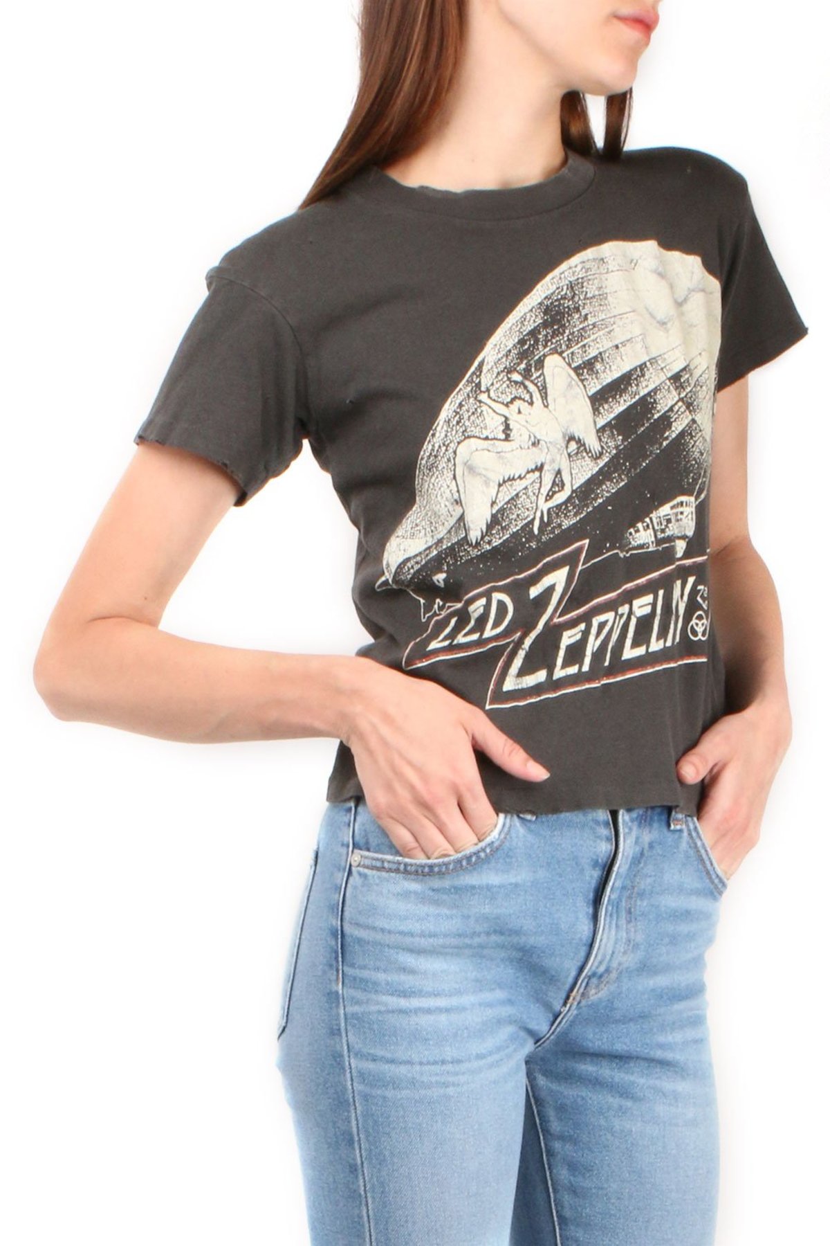 Madeworn Led Zeppelin Glitter Crop Tee - Black Pigment - Image 2 of 3