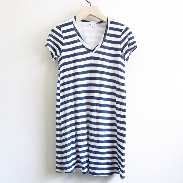 Wilt Stripe V Trapeze Dress - White 