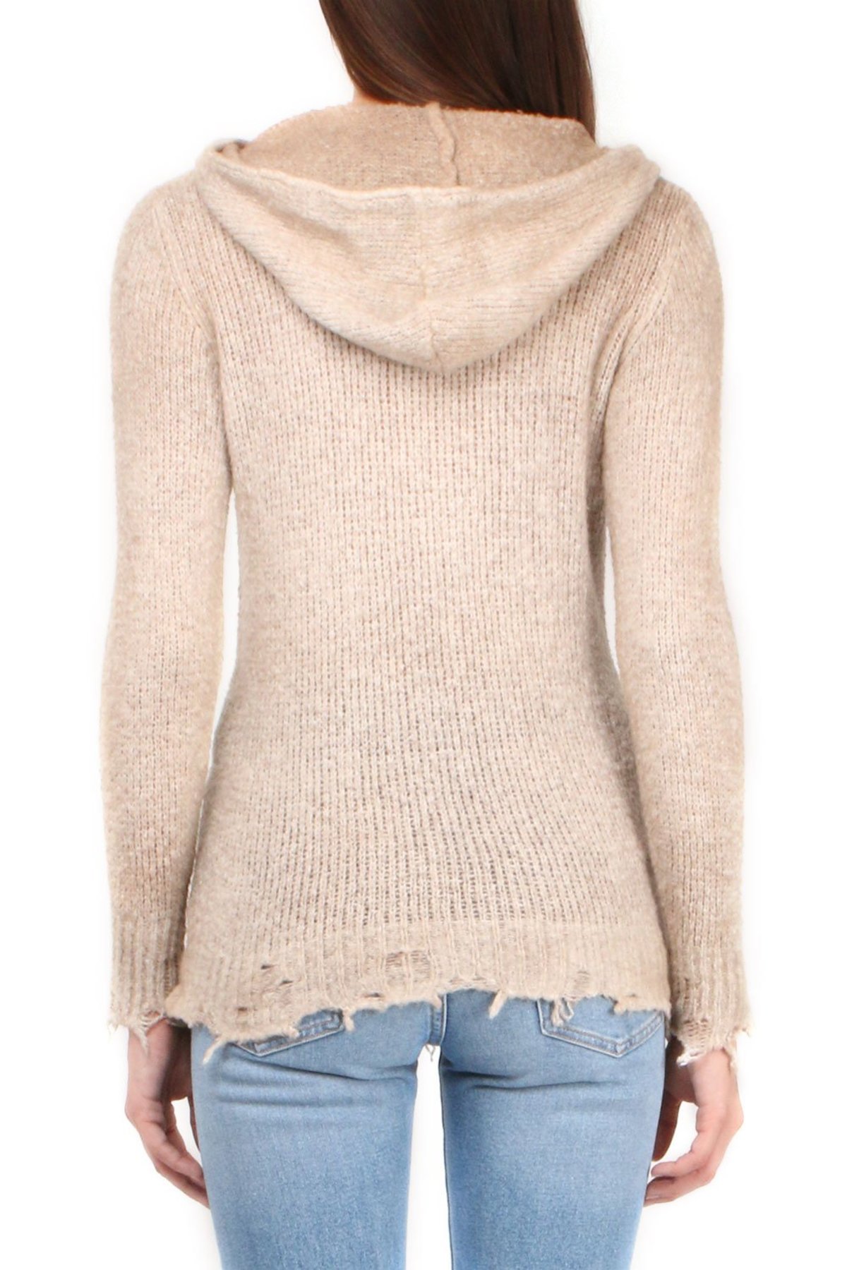 Avant Toi Hooded Cardigan with Destroyed Edges - Corda - Image 3 of 3