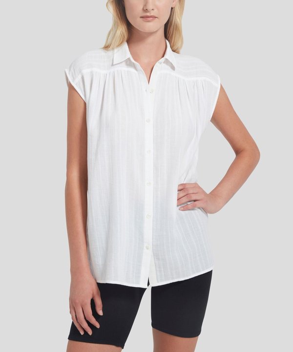ATM Gauze Dobby Stripe Blouse - White ATM Gauze Dobby Stripe Blouse - White
