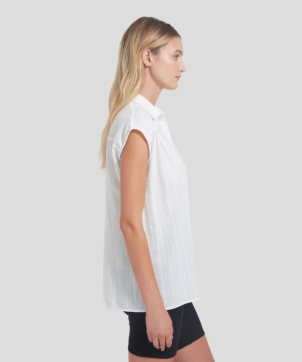ATM Gauze Dobby Stripe Blouse - White ATM Gauze Dobby Stripe Blouse - White