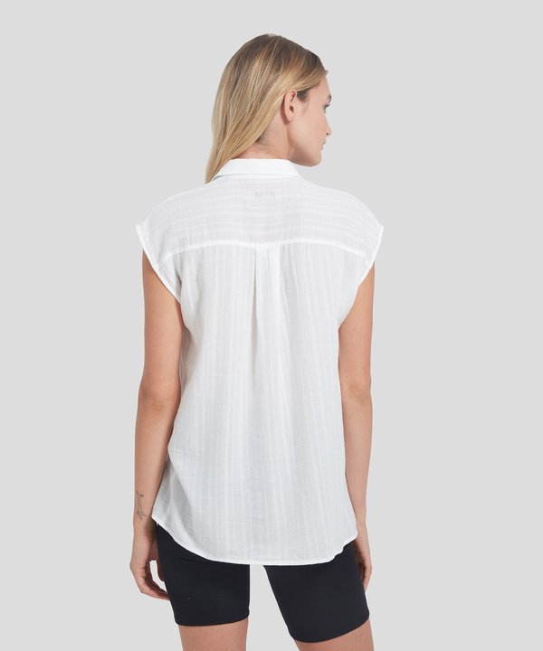 ATM Gauze Dobby Stripe Blouse - White ATM Gauze Dobby Stripe Blouse - White